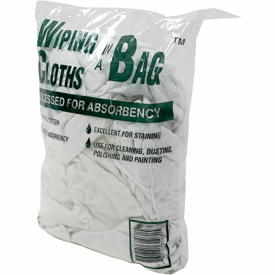 Bag A Rags Office Snax Cotton Wiping Cloths - For Multipurpose - 1 / Bag - Lint-free, Absorbent, Reusable - Blue, White