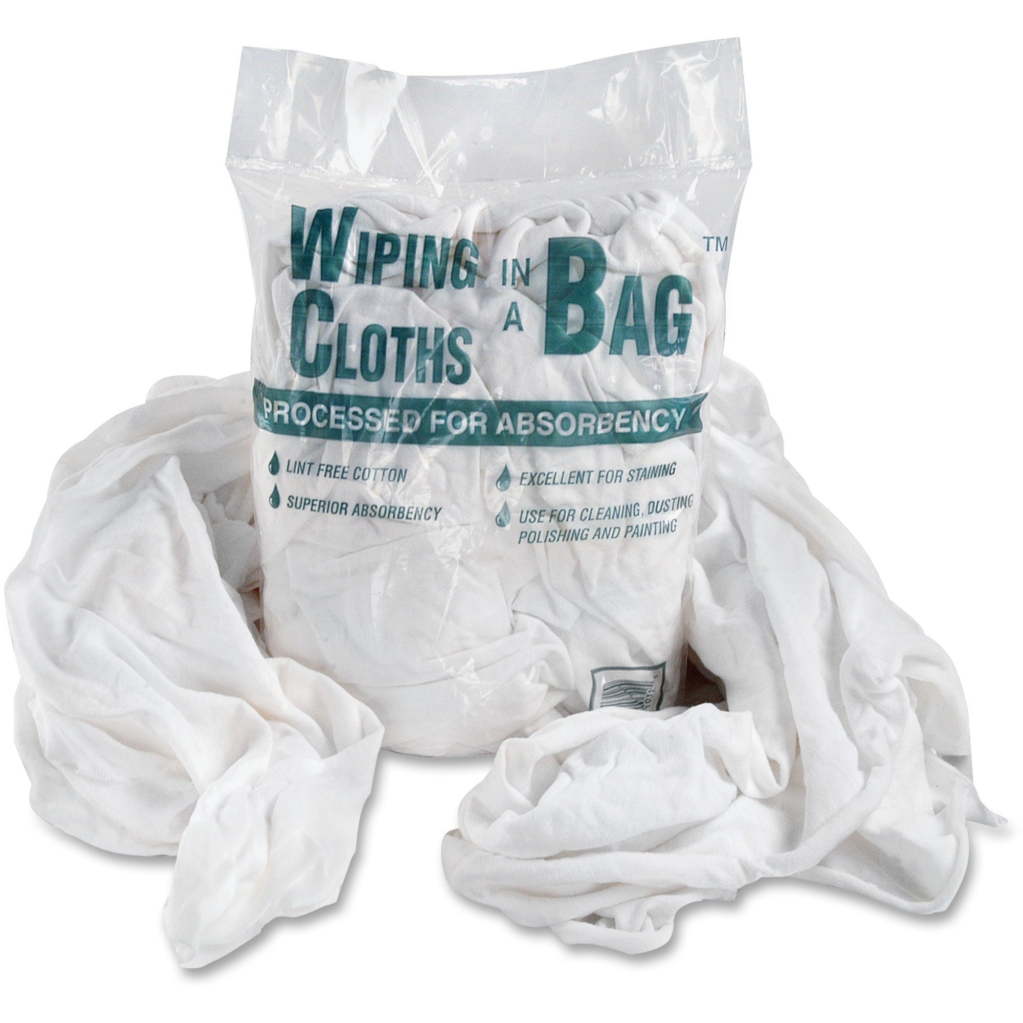 Bag A Rags Office Snax Cotton Wiping Cloths - For Multipurpose - 1 / Bag - Lint-free, Absorbent, Reusable - Blue, White - 