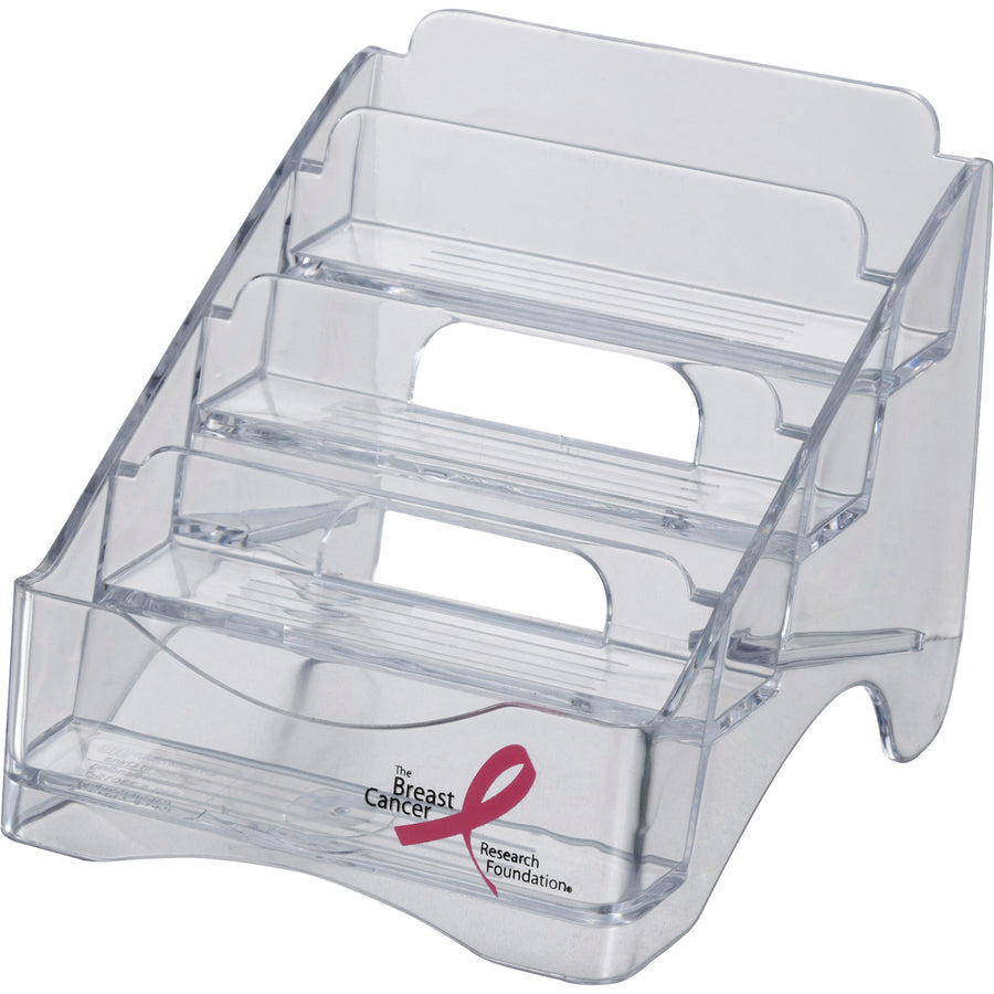 Officemate 4-tier BCA Business Card Holder - 4" x 3.8" x 4" x - Plastic - 1 Each - Clear - 