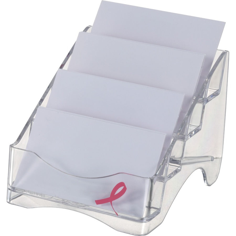 Officemate 4-tier BCA Business Card Holder - 4" x 3.8" x 4" x - Plastic - 1 Each - Clear - 