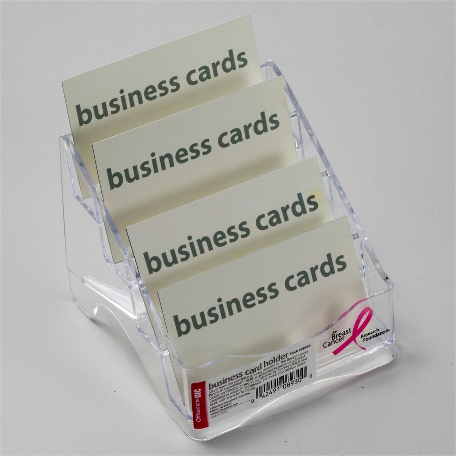 Officemate 4-tier BCA Business Card Holder - 4" x 3.8" x 4" x - Plastic - 1 Each - Clear