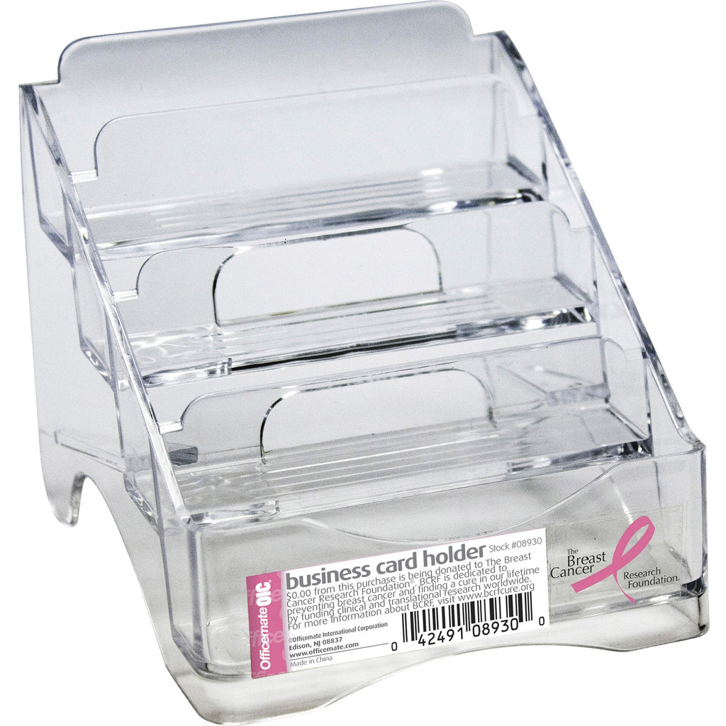 Officemate 4-tier BCA Business Card Holder - 4" x 3.8" x 4" x - Plastic - 1 Each - Clear - 