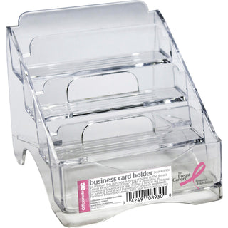Officemate 4-tier BCA Business Card Holder - 4" x 3.8" x 4" x - Plastic - 1 Each - Clear - 