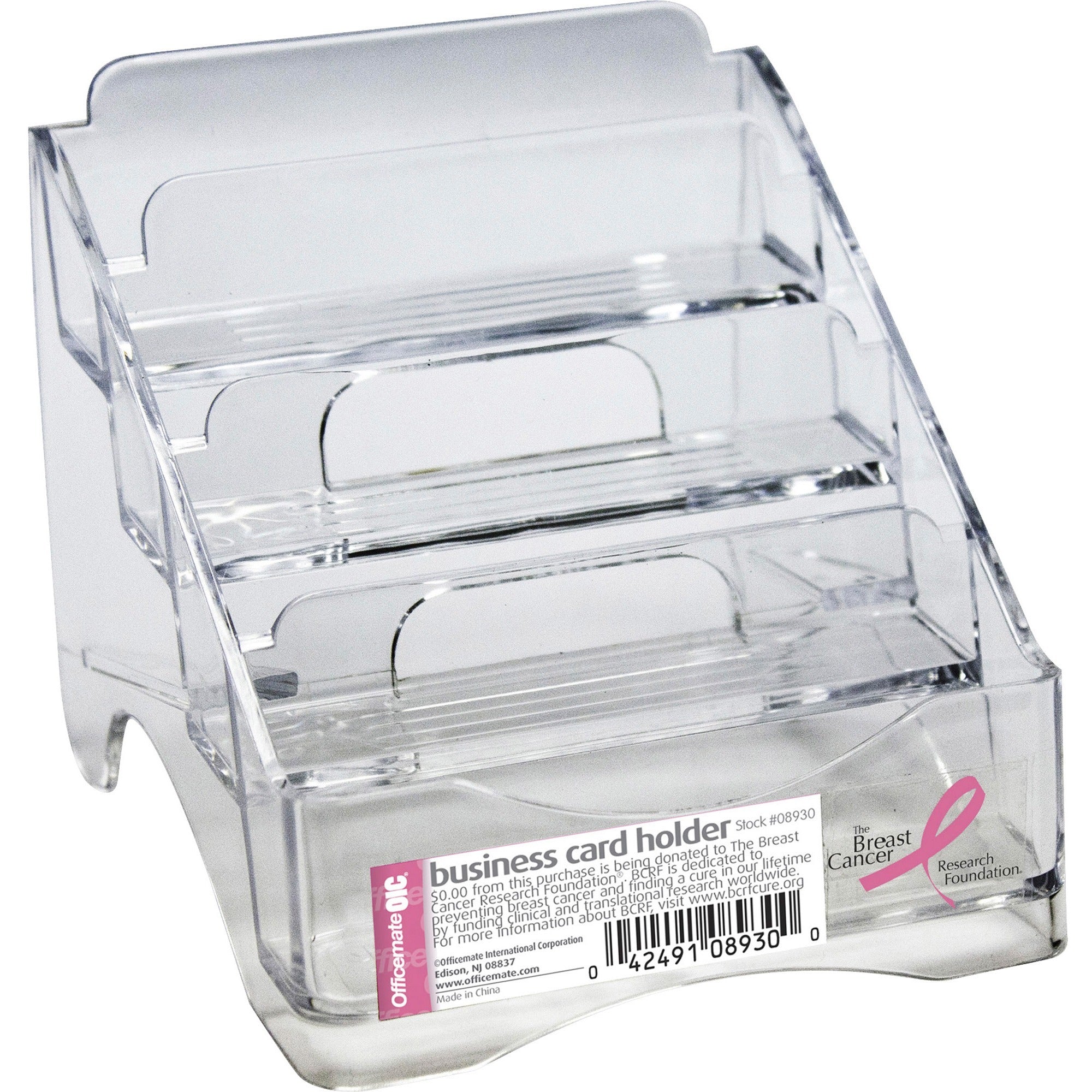 Officemate 4-tier BCA Business Card Holder - 4" x 3.8" x 4" x - Plastic - 1 Each - Clear - 