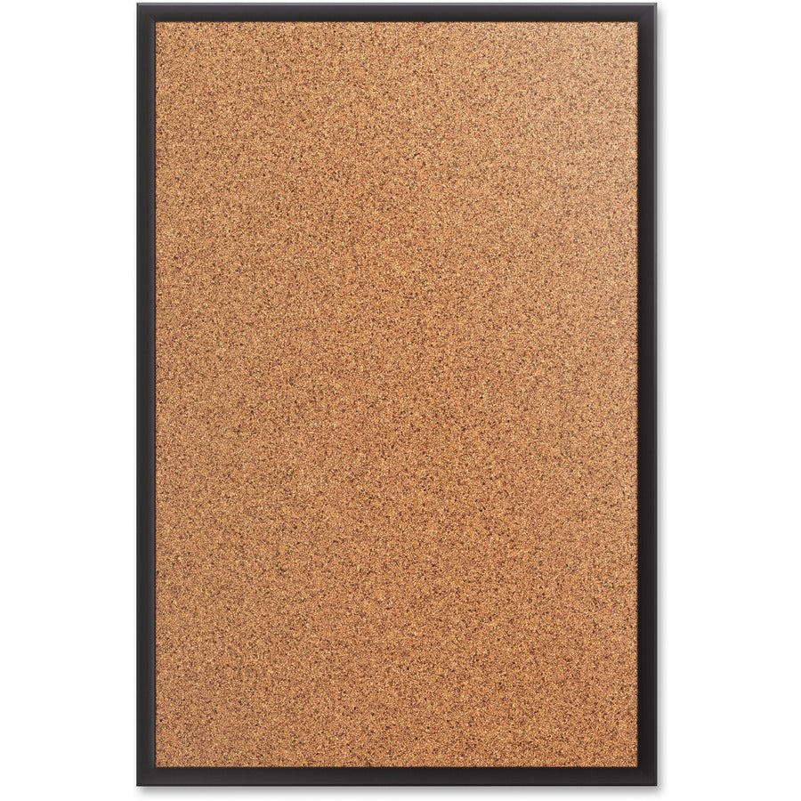 Classic Series Cork Bulletin Board, 24 x 18, Tan Surface, Black Aluminum Frame