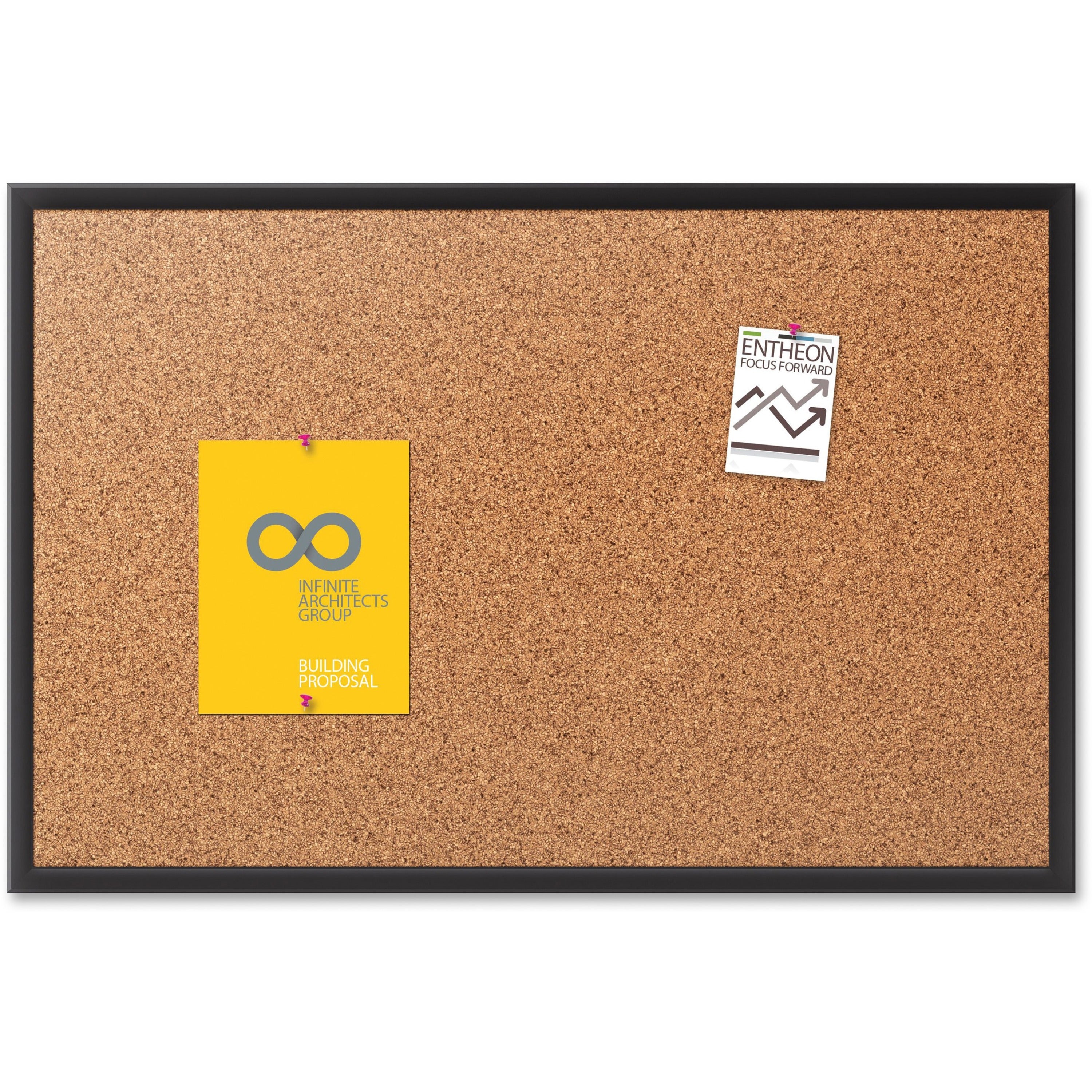 Classic Series Cork Bulletin Board, 24 x 18, Tan Surface, Black Aluminum Frame