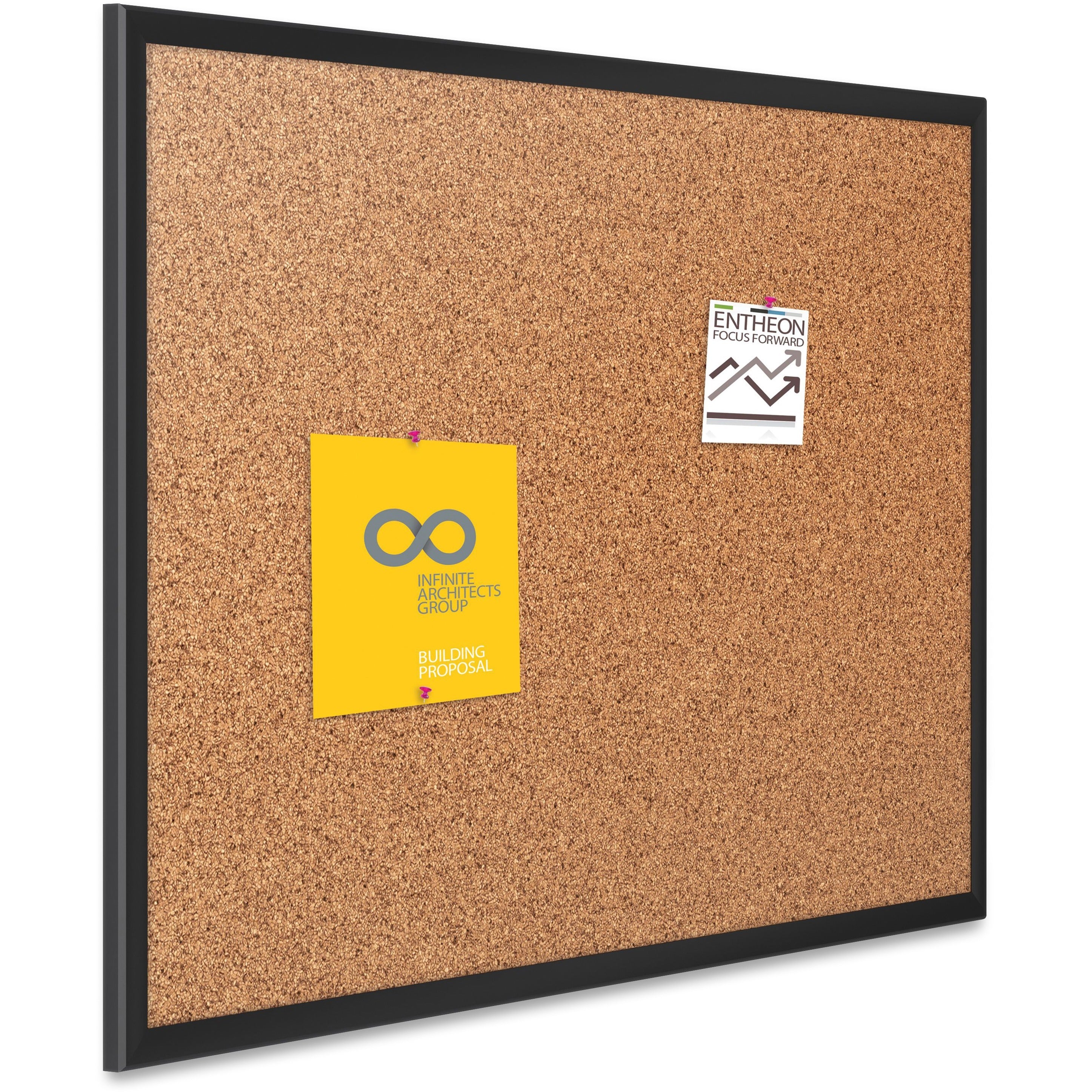 Quartet Classic Series Bulletin Board - 36" Height x 60" Width - Brown Natural Cork Surface - Self-healing, Durable, Sturdy - Black Aluminum Frame - 1 Each - 