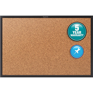 Quartet Classic Series Bulletin Board - 36" Height x 60" Width - Brown Natural Cork Surface - Self-healing, Durable, Sturdy - Black Aluminum Frame - 1 Each - 