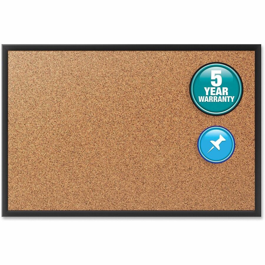Quartet Classic Series Bulletin Board - 36" Height x 60" Width - Brown Natural Cork Surface - Self-healing, Durable, Sturdy - Black Aluminum Frame - 1 Each