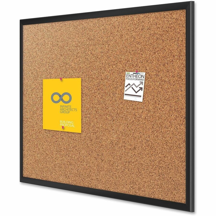 Quartet Classic Series Bulletin Board - 36" Height x 60" Width - Brown Natural Cork Surface - Self-healing, Durable, Sturdy - Black Aluminum Frame - 1 Each