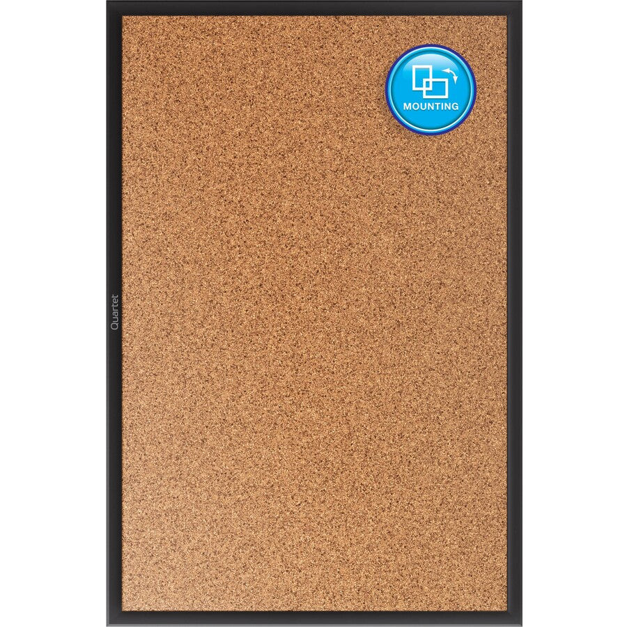 Quartet Classic Series Bulletin Board - 36" Height x 60" Width - Brown Natural Cork Surface - Self-healing, Durable, Sturdy - Black Aluminum Frame - 1 Each - 