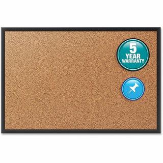 Quartet Classic Series Bulletin Board - 48" Height x 72" Width - Brown Natural Cork Surface - Self-healing, Durable, Sturdy - Black Aluminum Frame - 1 Each