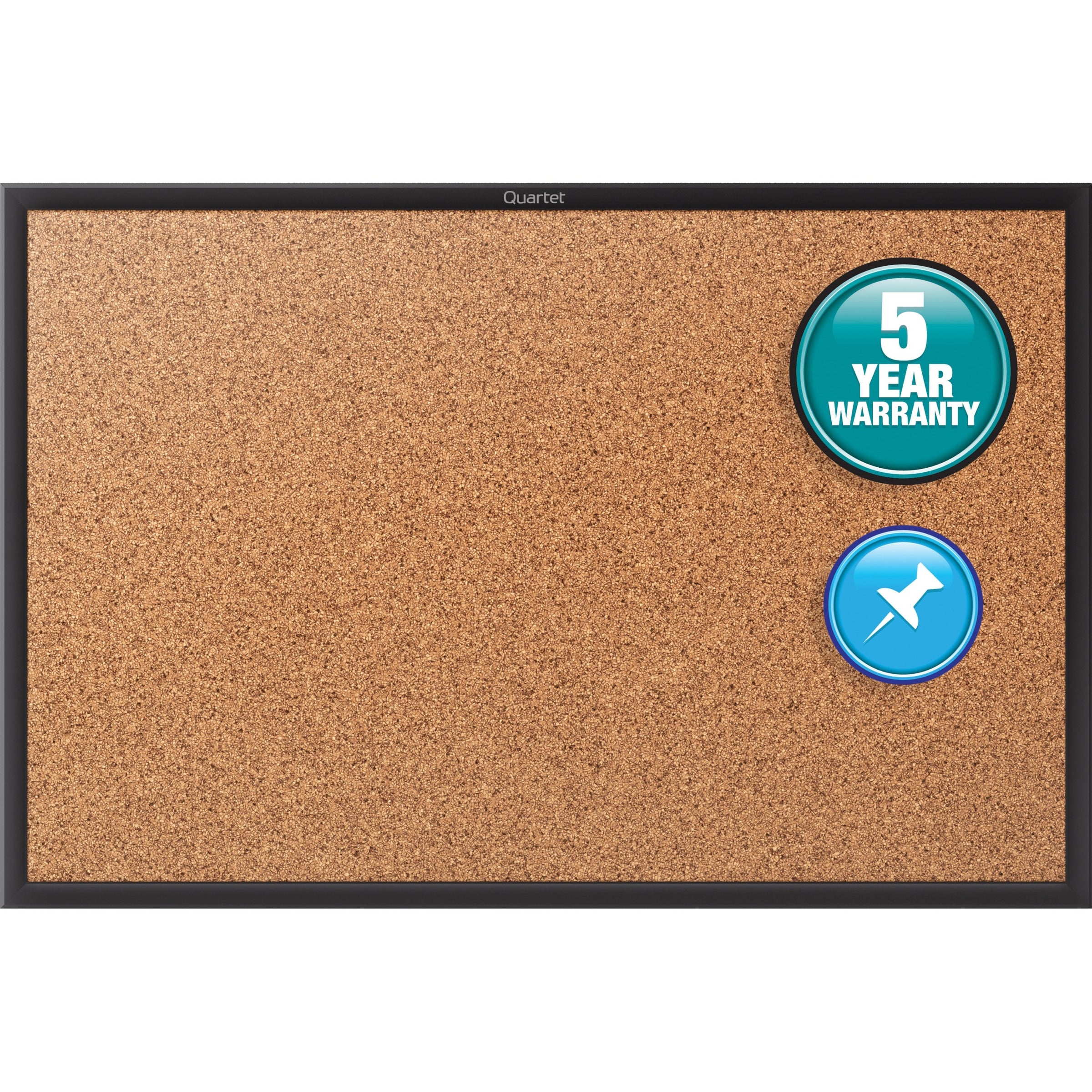 Quartet Classic Series Bulletin Board - 48" Height x 72" Width - Brown Natural Cork Surface - Self-healing, Durable, Sturdy - Black Aluminum Frame - 1 Each - 