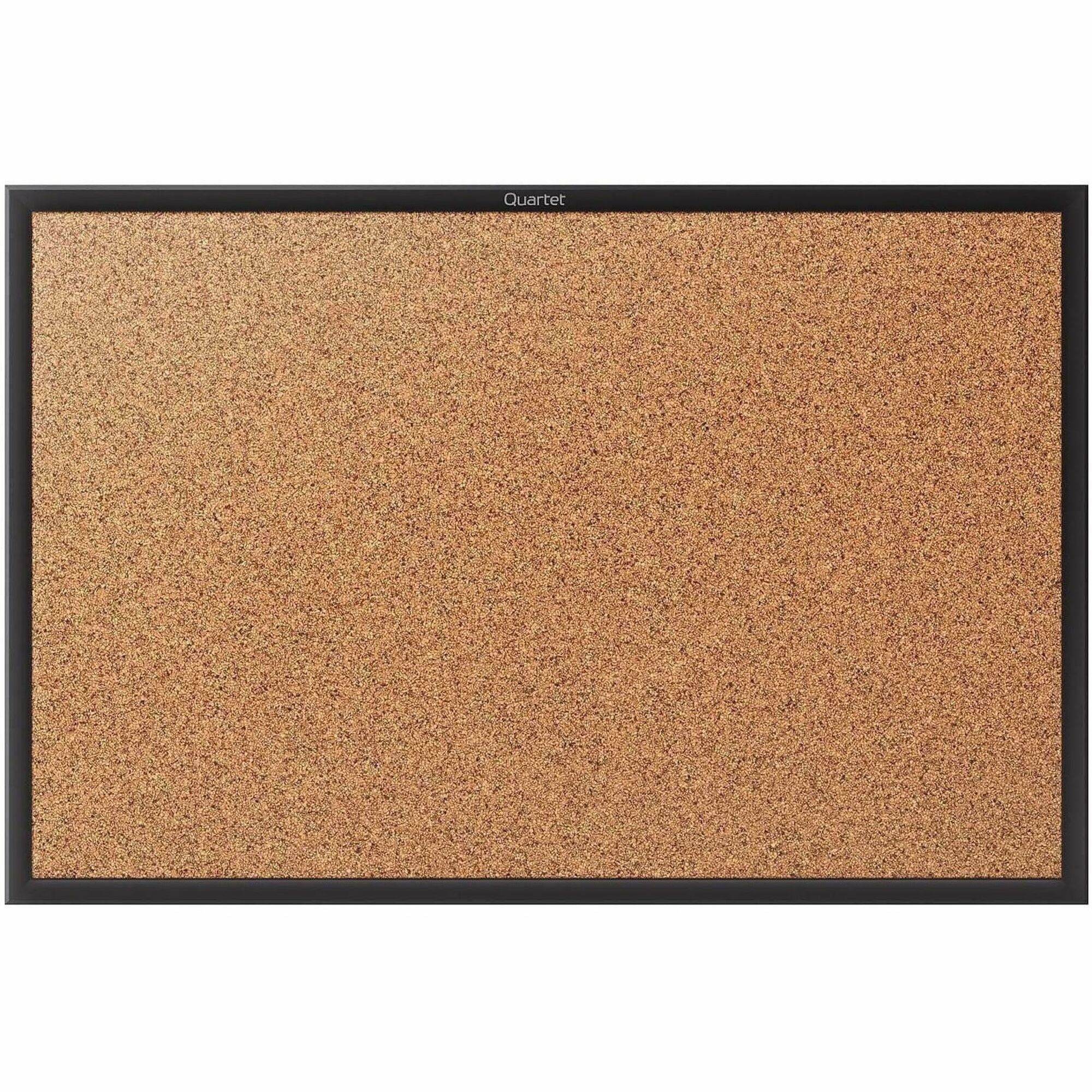 Quartet Classic Series Bulletin Board - 48" Height x 72" Width - Brown Natural Cork Surface - Self-healing, Durable, Sturdy - Black Aluminum Frame - 1 Each