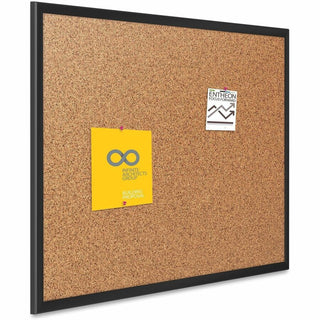 Quartet Classic Series Bulletin Board - 48" Height x 72" Width - Brown Natural Cork Surface - Self-healing, Durable, Sturdy - Black Aluminum Frame - 1 Each