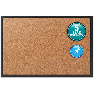 Quartet Classic Series Bulletin Board - 48" Height x 72" Width - Brown Natural Cork Surface - Self-healing, Durable, Sturdy - Black Aluminum Frame - 1 Each - 