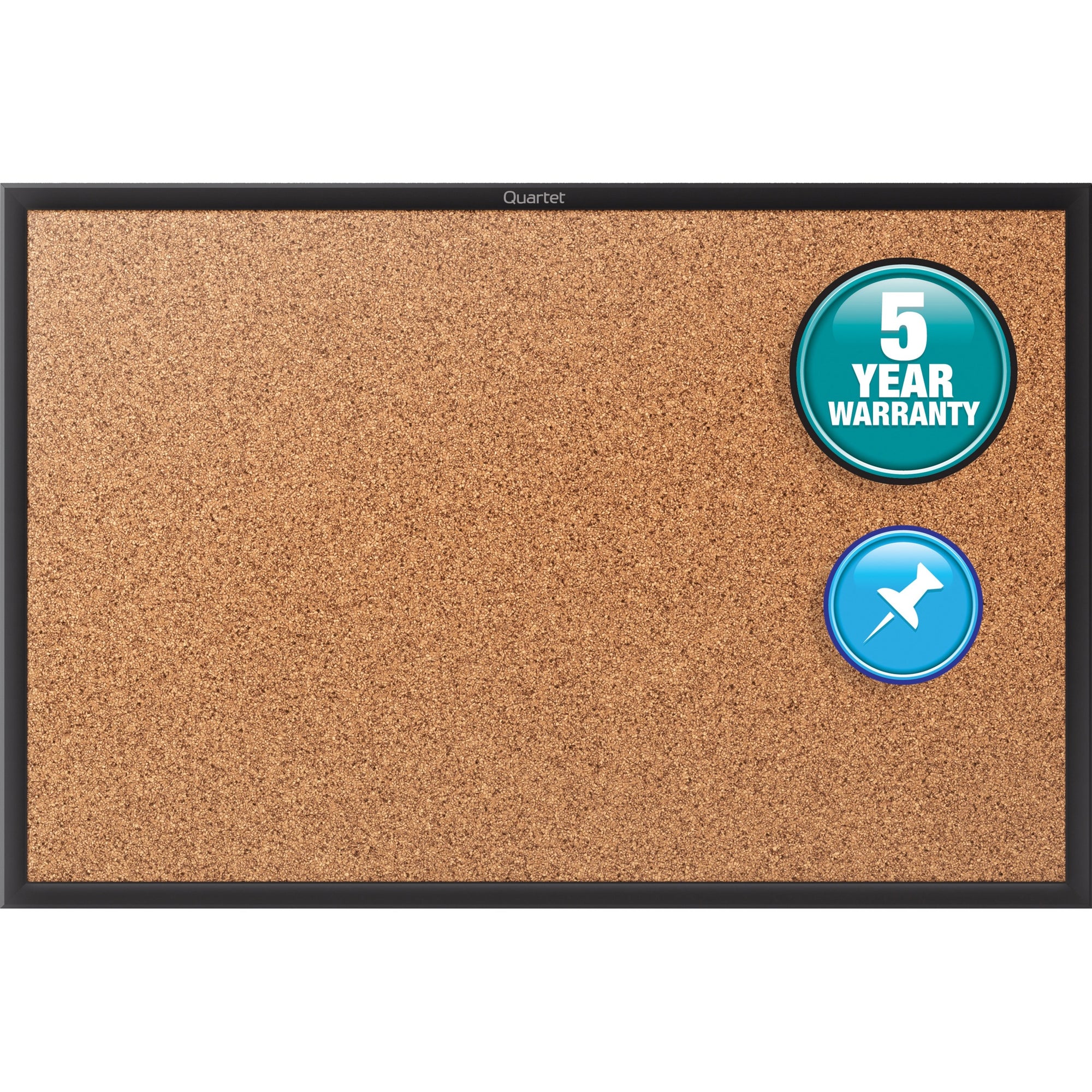 Quartet Classic Series Bulletin Board - 48" Height x 96" Width - Brown Natural Cork Surface - Self-healing, Durable, Sturdy - Black Aluminum Frame - 1 Each - 