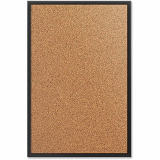 Quartet Classic Series Bulletin Board - 48" Height x 96" Width - Brown Natural Cork Surface - Self-healing, Durable, Sturdy - Black Aluminum Frame - 1 Each