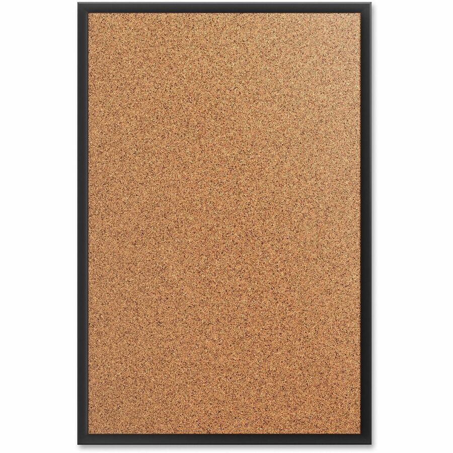 Quartet Classic Series Bulletin Board - 48" Height x 96" Width - Brown Natural Cork Surface - Self-healing, Durable, Sturdy - Black Aluminum Frame - 1 Each