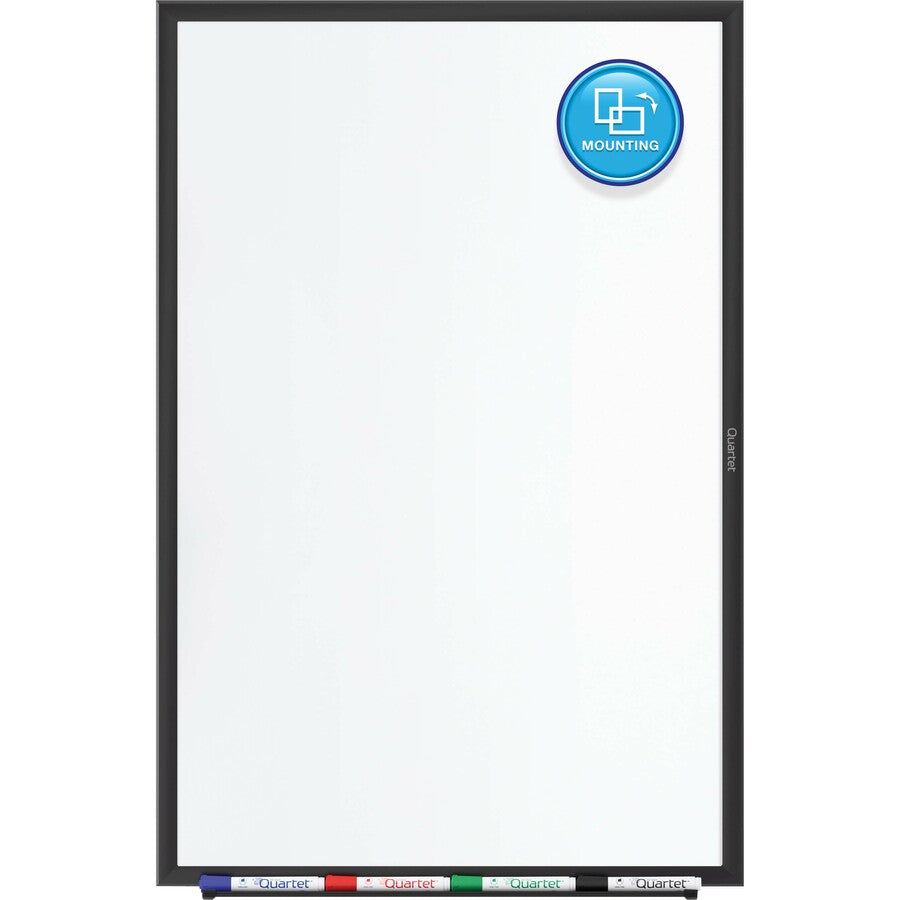 Quartet Classic Magnetic Whiteboard - 60" (5 ft) Width x 36" (3 ft) Height - White Painted Steel Surface - Black Aluminum Frame - Horizontal/Vertical - Magnetic - 1 Each