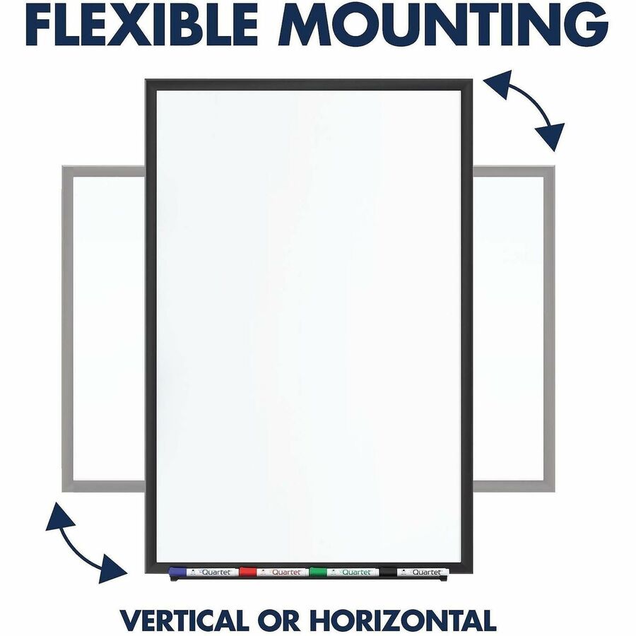 Quartet Classic Magnetic Whiteboard - 72" (6 ft) Width x 48" (4 ft) Height - White Painted Steel Surface - Black Aluminum Frame - Horizontal/Vertical - Magnetic - 1 Each - TAA Compliant