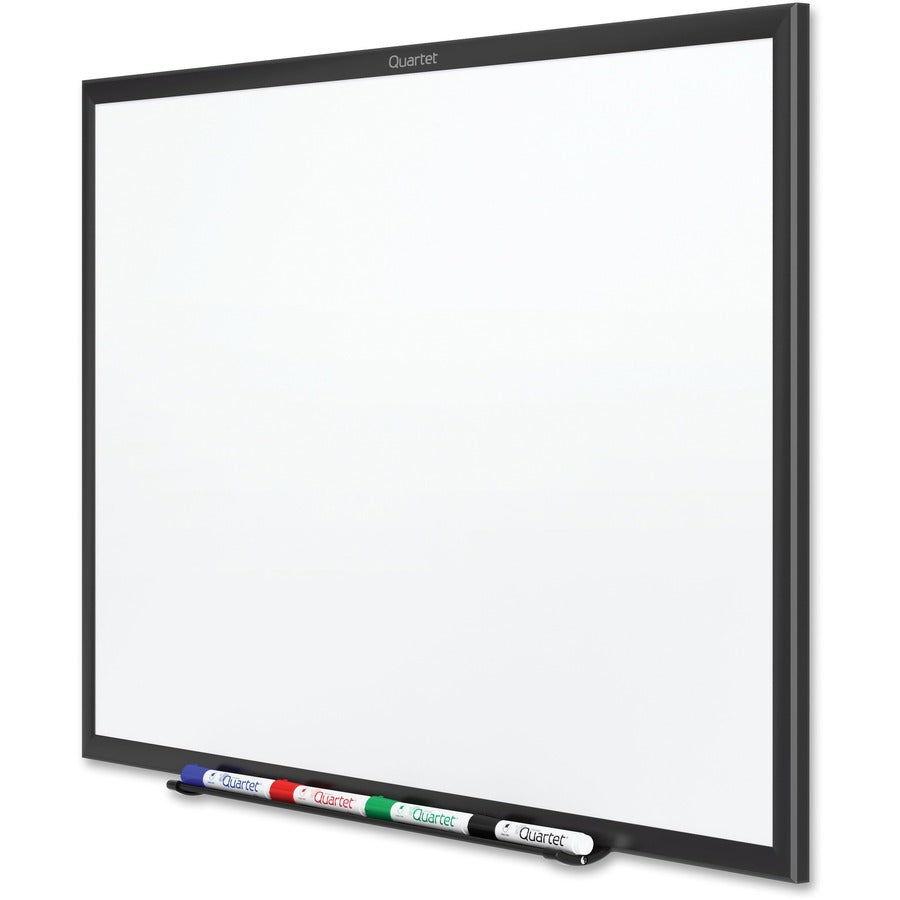 Quartet Classic Magnetic Whiteboard - 96" (8 ft) Width x 48" (4 ft) Height - White Painted Steel Surface - Black Aluminum Frame - Horizontal/Vertical - Magnetic - 1 Each - TAA Compliant