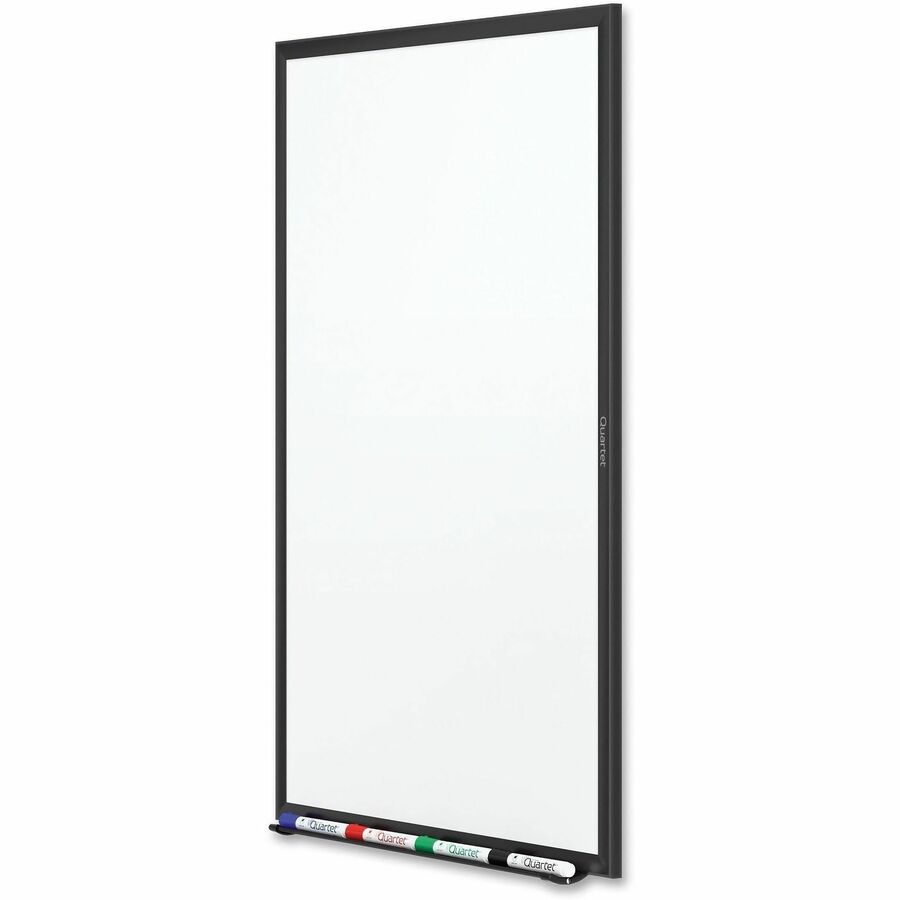 Quartet Classic Magnetic Whiteboard - 96" (8 ft) Width x 48" (4 ft) Height - White Painted Steel Surface - Black Aluminum Frame - Horizontal/Vertical - Magnetic - 1 Each - TAA Compliant