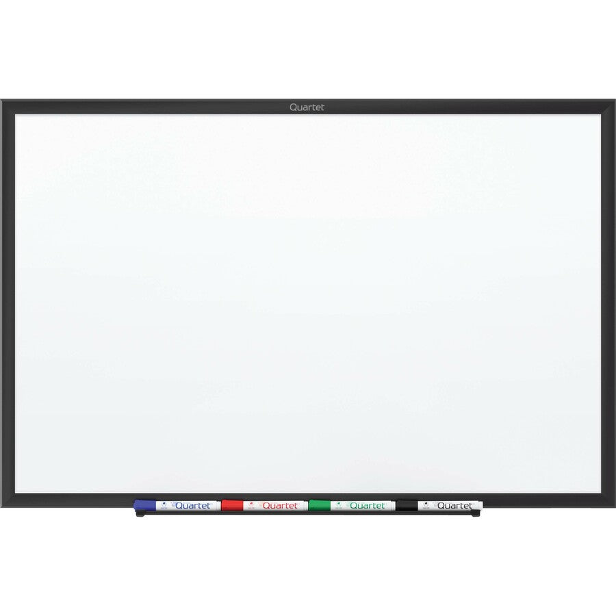 Quartet Classic Magnetic Whiteboard - 96" (8 ft) Width x 48" (4 ft) Height - White Painted Steel Surface - Black Aluminum Frame - Horizontal/Vertical - Magnetic - 1 Each - TAA Compliant