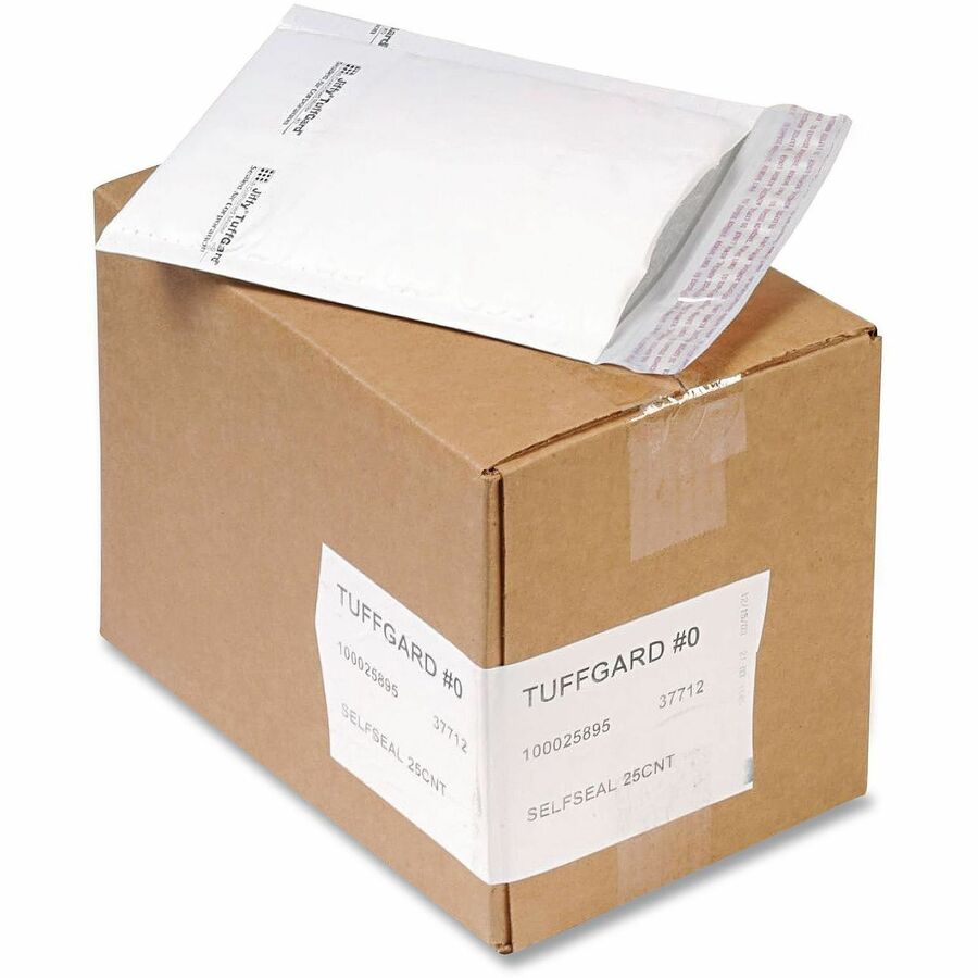 Jiffylite Self-Seal Bubble Mailer, #0, Barrier Bubble Air Cell Cushion, Self-Adhesive Closure, 6 x 10, White, 200/Carton