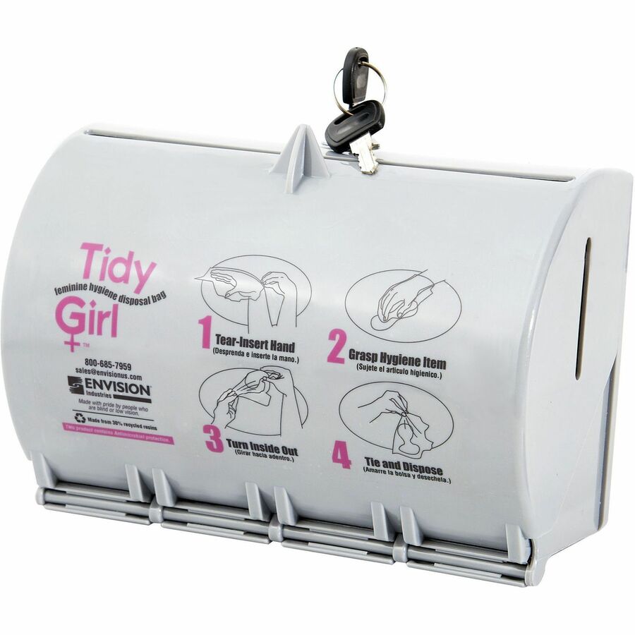 Stout Tidy Girl Feminine Hygiene Bags Dispenser - 1 Each - Smoke Gray - ABS Resin