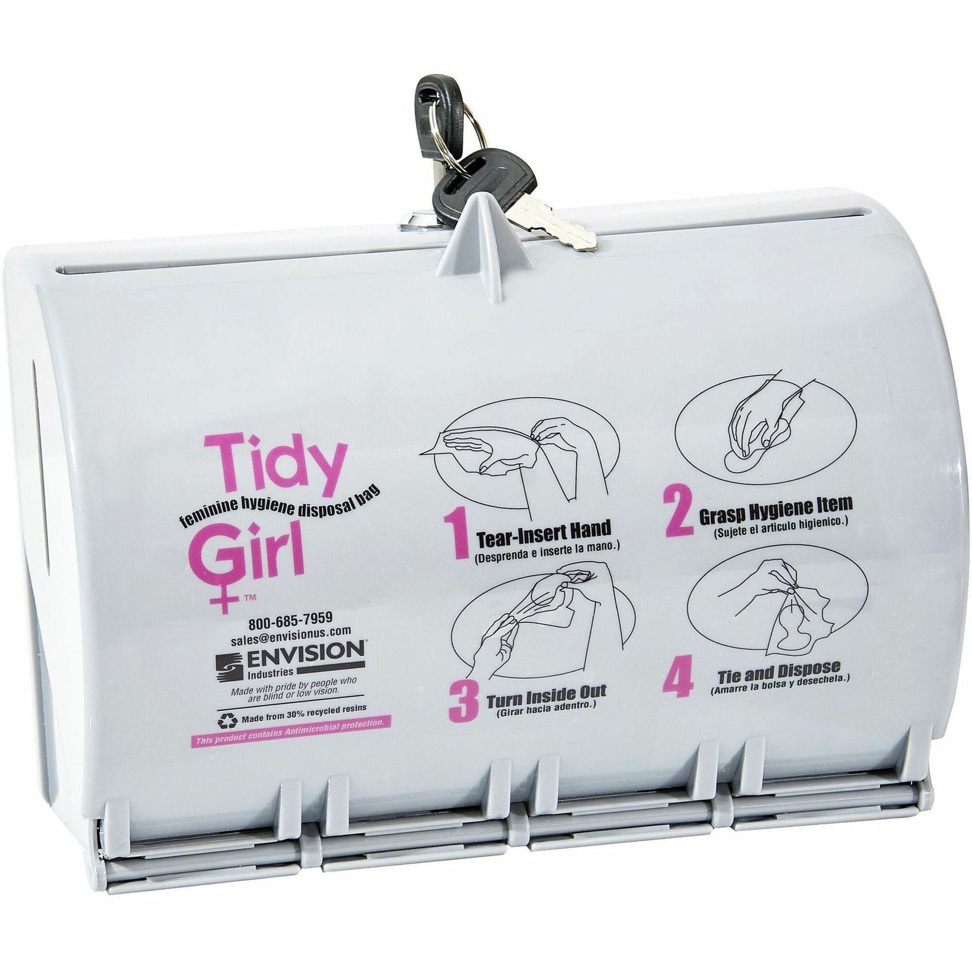 Stout Tidy Girl Feminine Hygiene Bags Dispenser - 1 Each - Smoke Gray - ABS Resin - 