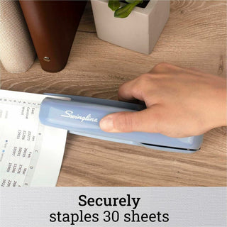 Swingline 747 Business Stapler - 25 of 20lb Paper Sheets Capacity - 210 Staple Capacity - Full Strip - 1/4" Staple Size - 1 Each - Sky Blue