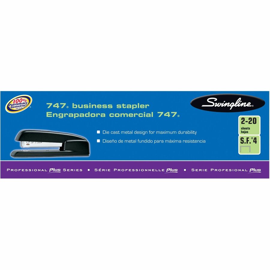 Swingline 747 Business Stapler - 25 of 20lb Paper Sheets Capacity - 210 Staple Capacity - Full Strip - 1/4" Staple Size - 1 Each - Sky Blue - 