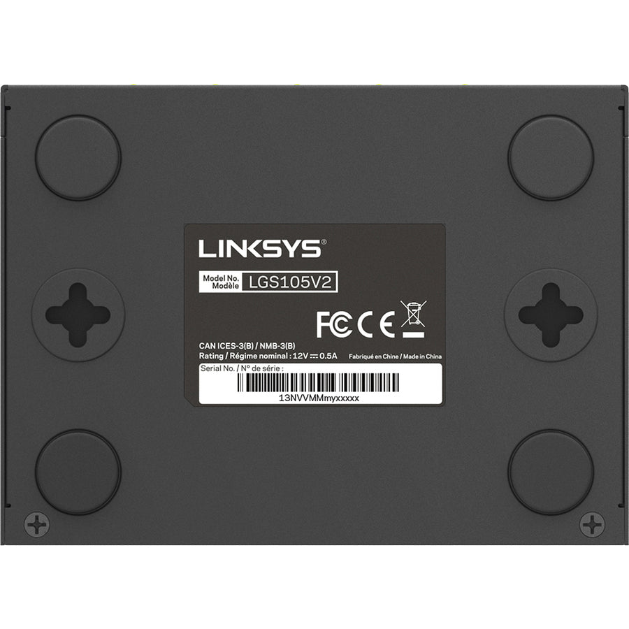 Linksys LGS105 5-Port Business Desktop Gigabit Switch - 5 Ports - 10/100/1000Base-T - 2 Layer Supported - Twisted Pair - Desktop, Wall Mountable - Lifetime Limited Warranty - 