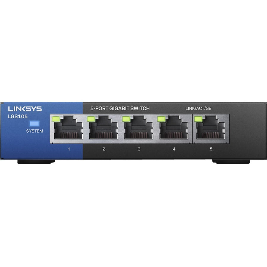 Linksys LGS105 5-Port Business Desktop Gigabit Switch - 5 Ports - 10/100/1000Base-T - 2 Layer Supported - Twisted Pair - Desktop, Wall Mountable - Lifetime Limited Warranty - 