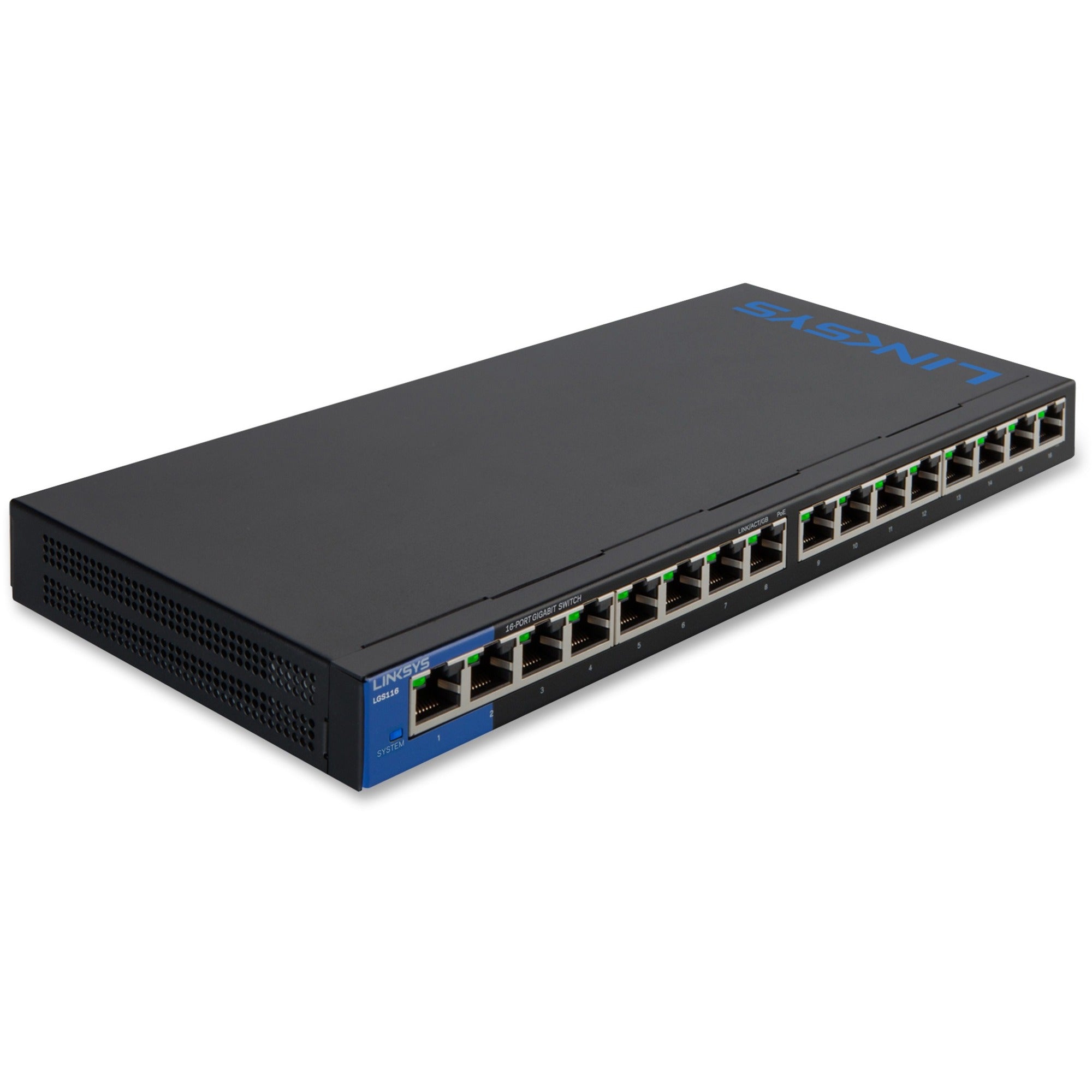 linksys-16-port-desktop-gigabit-switch-16-ports-10-100-1000base-t-2-layer-supported-twisted-pair-desktop-wall-mountable-lifetime-limited-warranty_lnklgs116 - 1