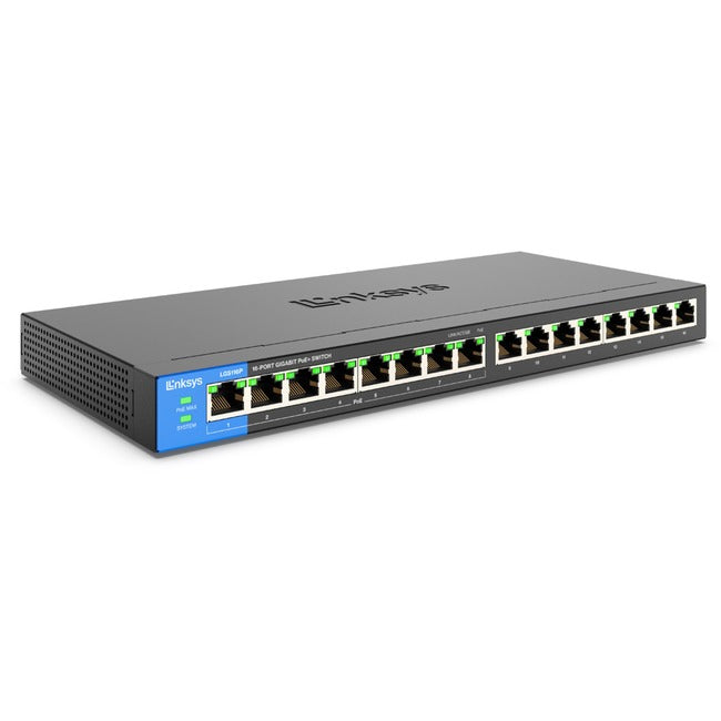 Business Desktop Gigabit PoE+ Switch, 16 Ports