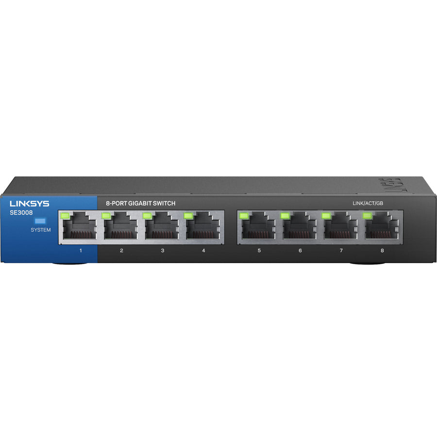 Linksys 8-Port Gigabit Ethernet Switch - 8 Ports - Gigabit Ethernet - 10/100/1000Base-T - 2 Layer Supported - Twisted Pair - Wall Mountable - 1 Year Limited Warranty