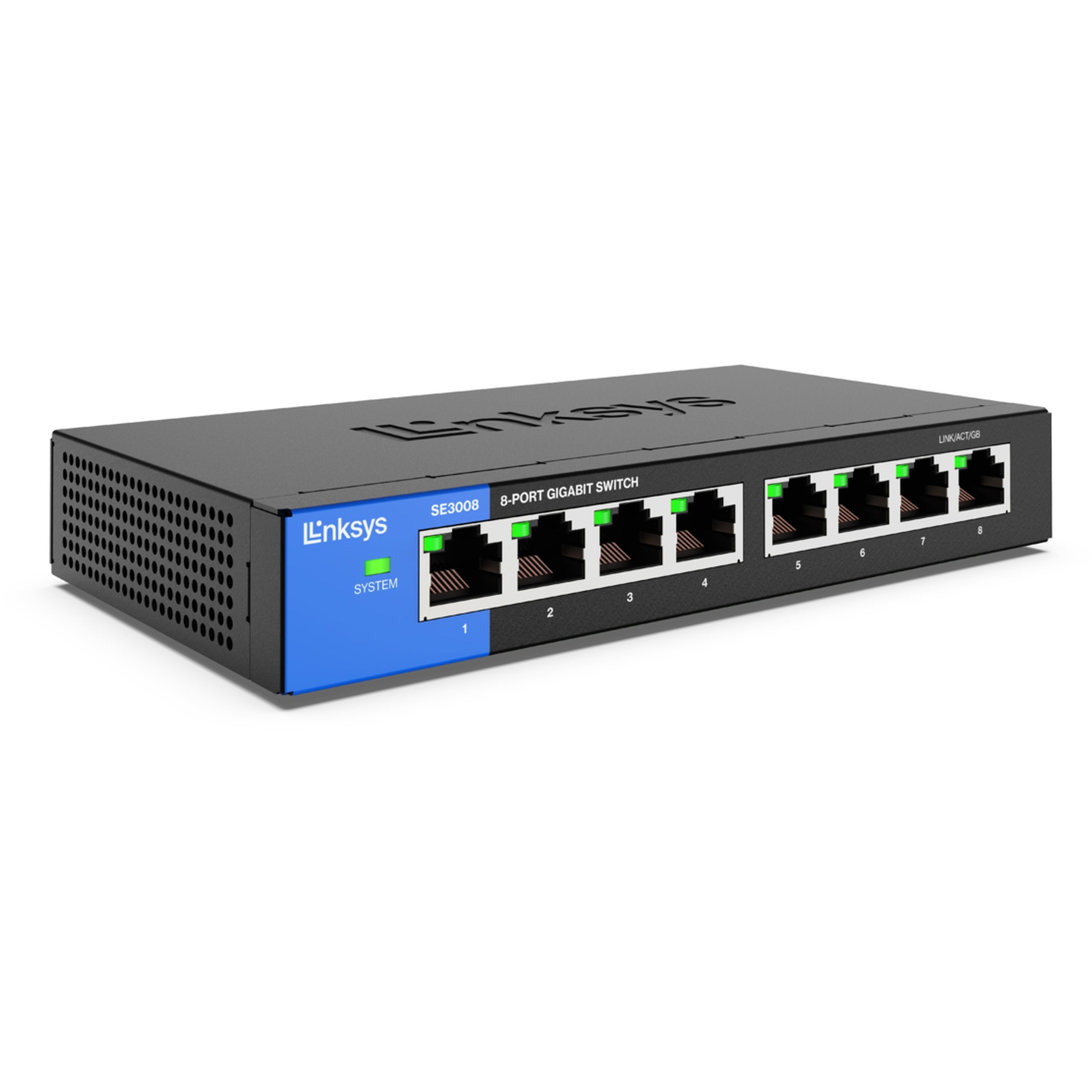 linksys-8-port-gigabit-ethernet-switch-8-ports-gigabit-ethernet-10-100-1000base-t-2-layer-supported-twisted-pair-wall-mountable-1-year-limited-warranty_lnkse3008 - 1