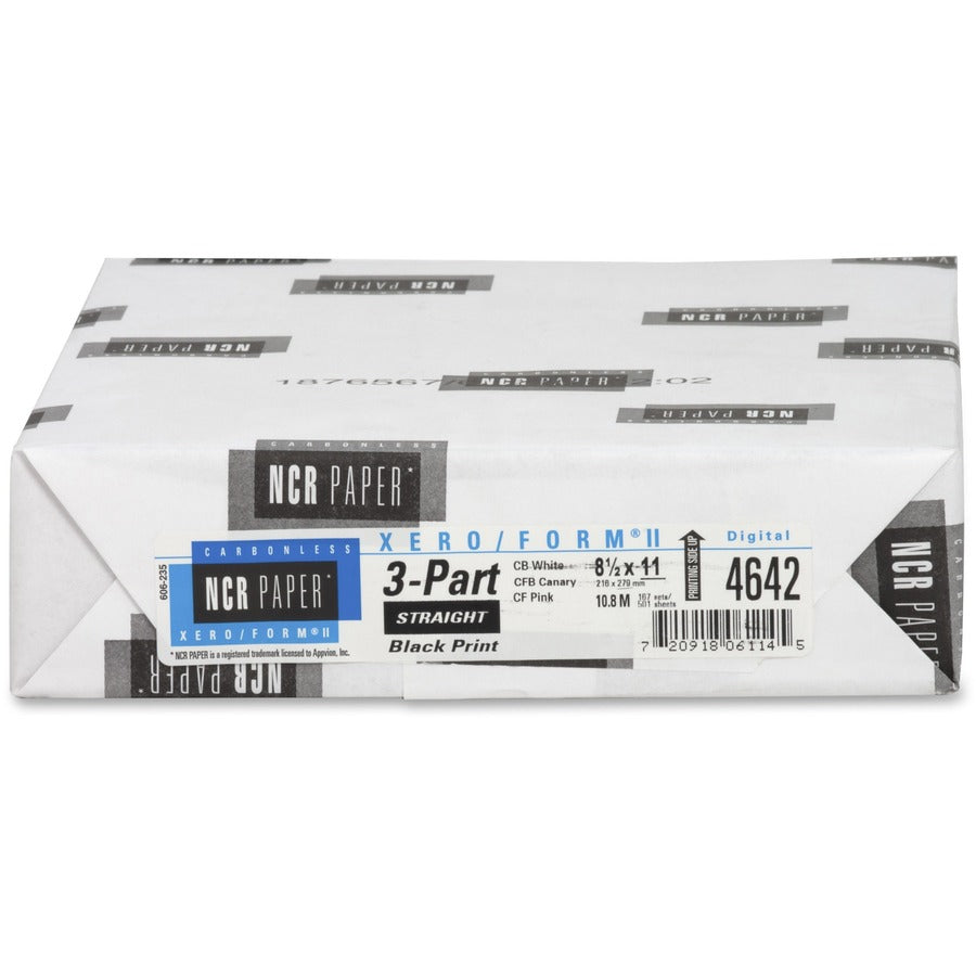 NCR Paper Zero/Form II 3-part Carbonless Paper - Assorted - Letter - 8 1/2" x 11" - Smooth - 501 / Pack - Precollated - Bright White, Canary, Pink