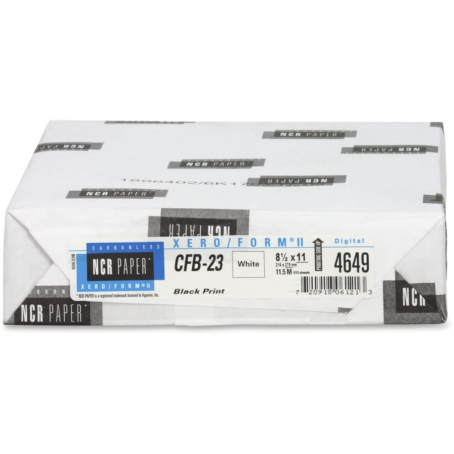 NCR Paper Xero/Form II Carbonless Uncollated Paper - White - Letter - 8 1/2" x 11" - Smooth - 500 / Pack - White