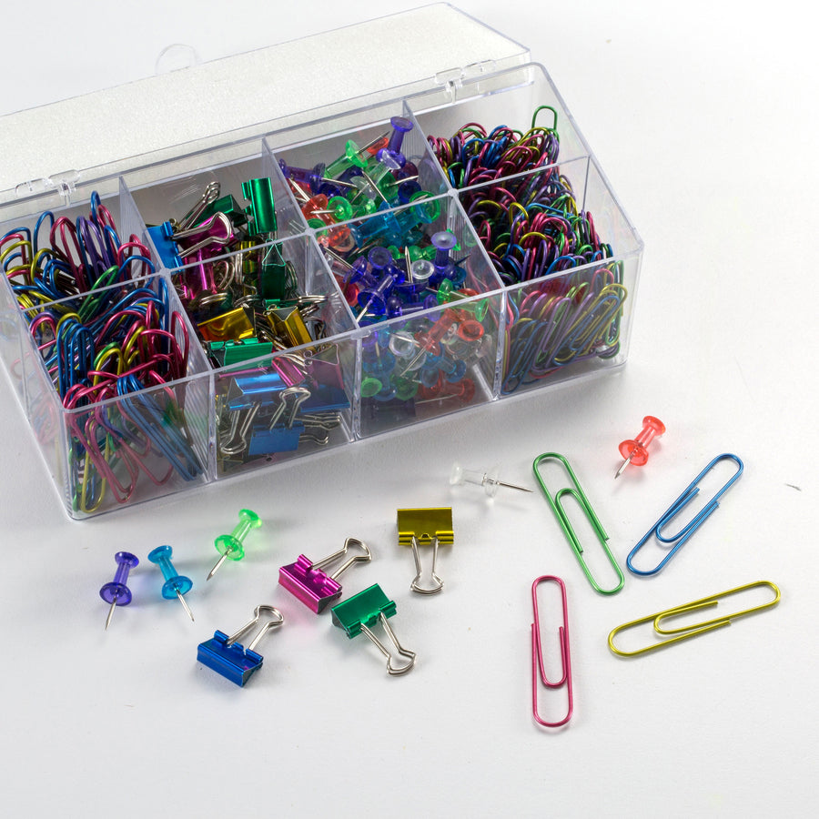 Officemate Flip Lid Clip Organizer Value Pack - Assorted - 520 / Pack