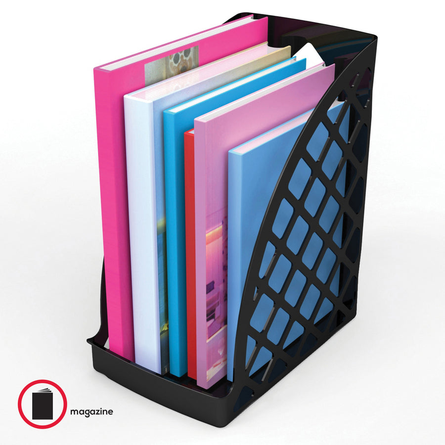 Deflecto Sustainable Office Magazine File - Black - 1 Each