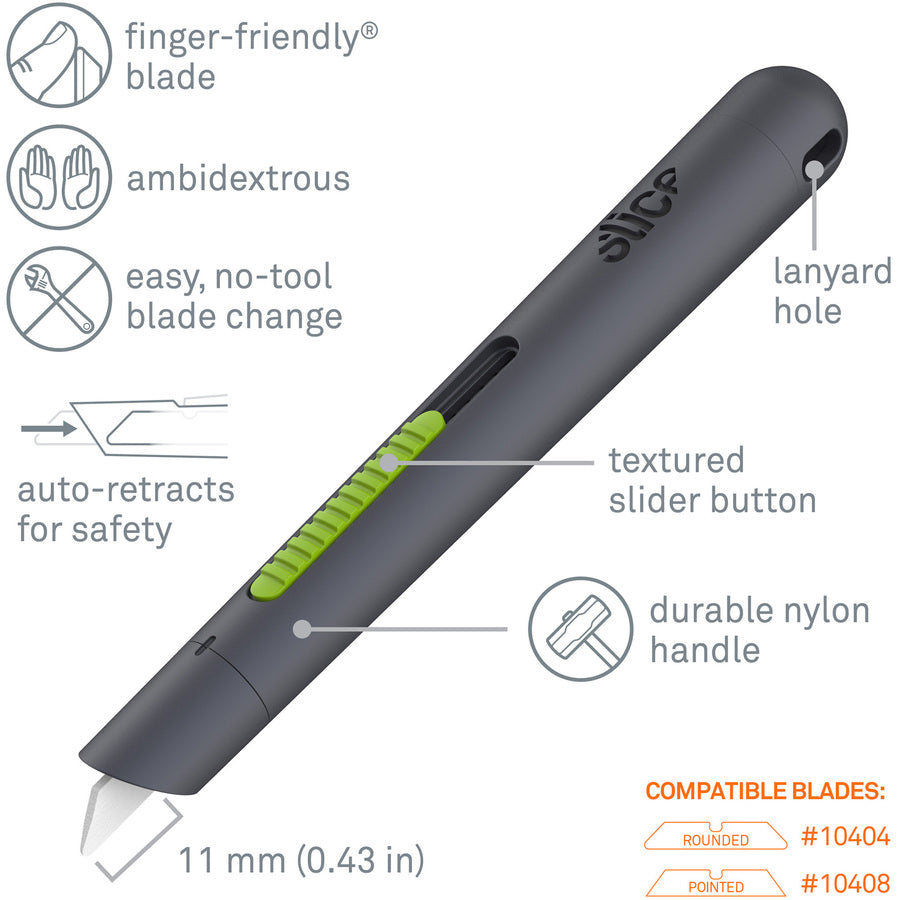 Slice Pen Cutter Auto-Retractable - Retractable, Anti-magnetic, Rust Resistant - Ceramic - 5.3" Length - 1 Each