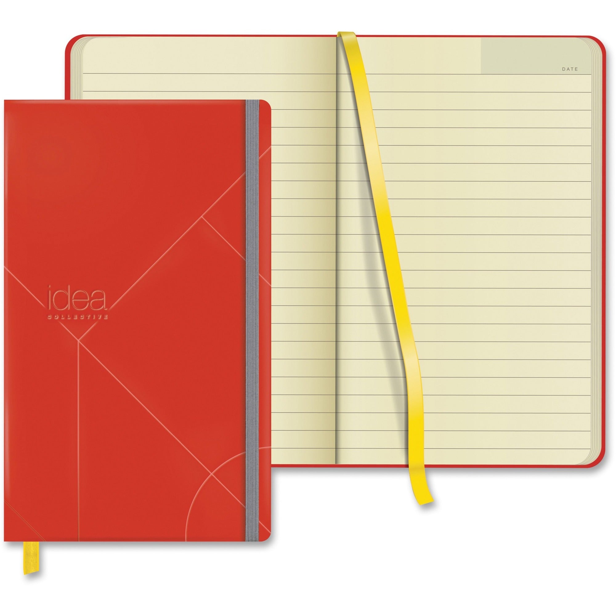 TOPS Idea Collective Hard Cover Journal - 120 Sheets - 5" x 8 1/4" - 0.63" x 5" x 8.3" - Cream Paper - Red Cover - Acid-free, Durable Cover, Ribbon Marker, Elastic Closure, Pocket - 1 Each - 