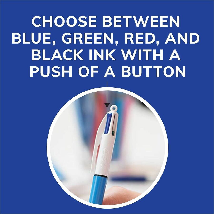 BIC 4-Color Retractable Pen - Fine, Medium Pen Point - Refillable - Retractable - Multi, Black, Red, Green - 1 / Pack