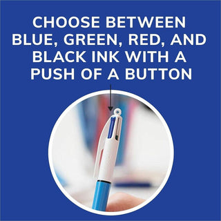 BIC 4-Color Retractable Pen - Fine, Medium Pen Point - Refillable - Retractable - Multi, Black, Red, Green - 1 / Pack