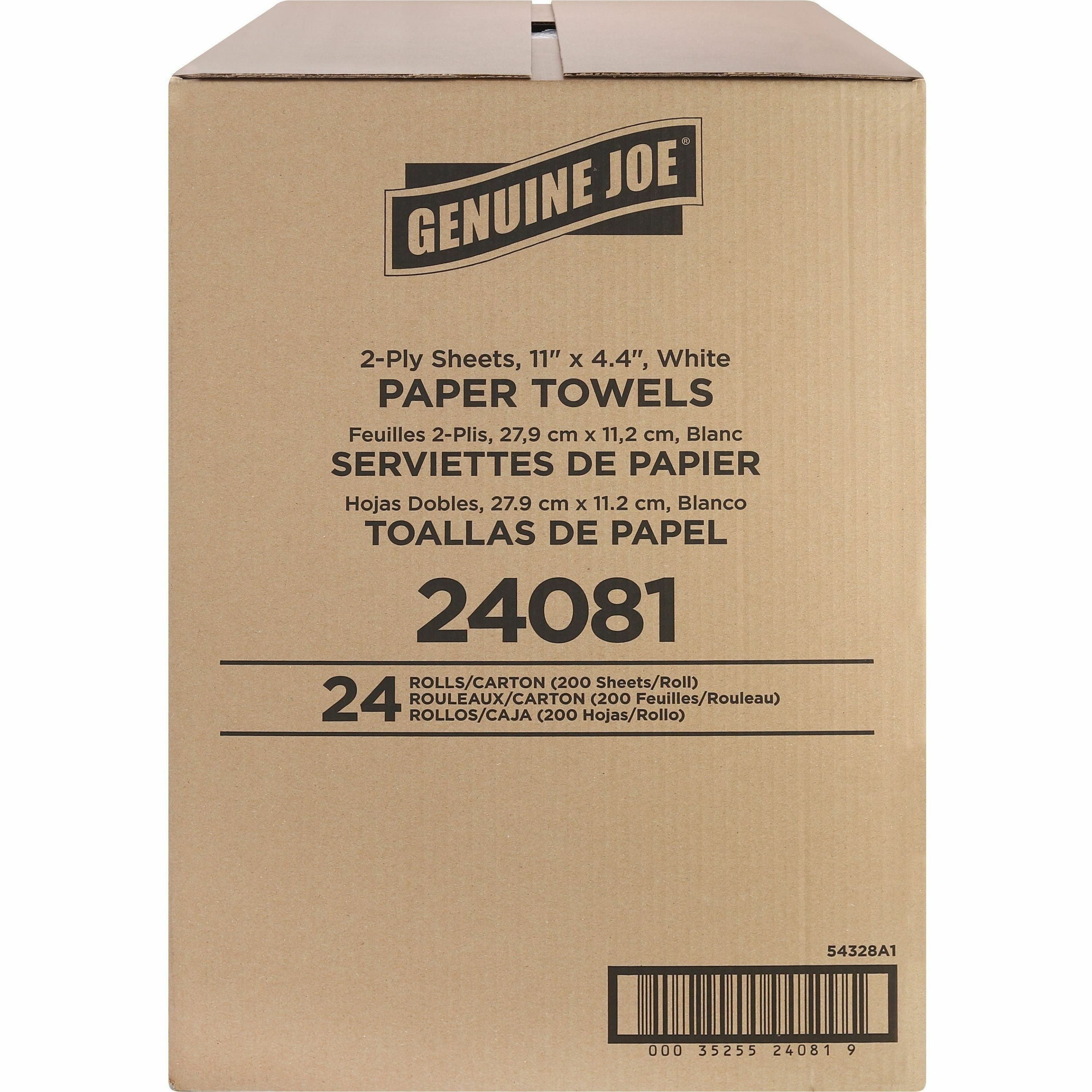 Genuine Joe Kitchen Roll Flexible Size Towels - 2 Ply - 1.63" Core - White - Flexible, Perforated, Absorbent, Soft - For Kitchen, Multipurpose, Breakroom - 24 / Carton - 5