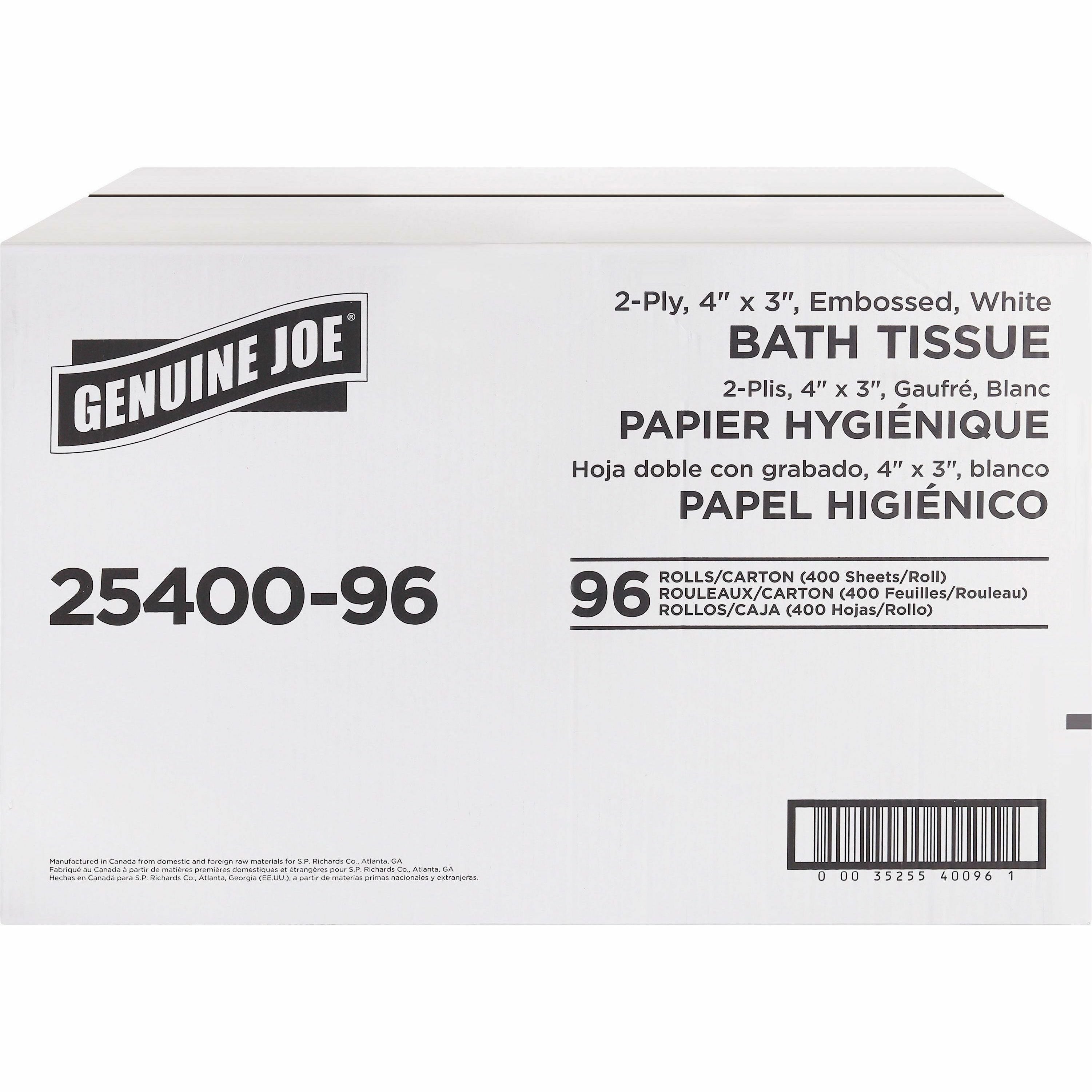 genuine-joe-2-ply-standard-bath-tissue-rolls-2-ply-3-x-4-400-sheets-roll-163-core-white-perforated-absorbent-soft-embossed-for-restroom-96-carton_gjo2540096 - 3