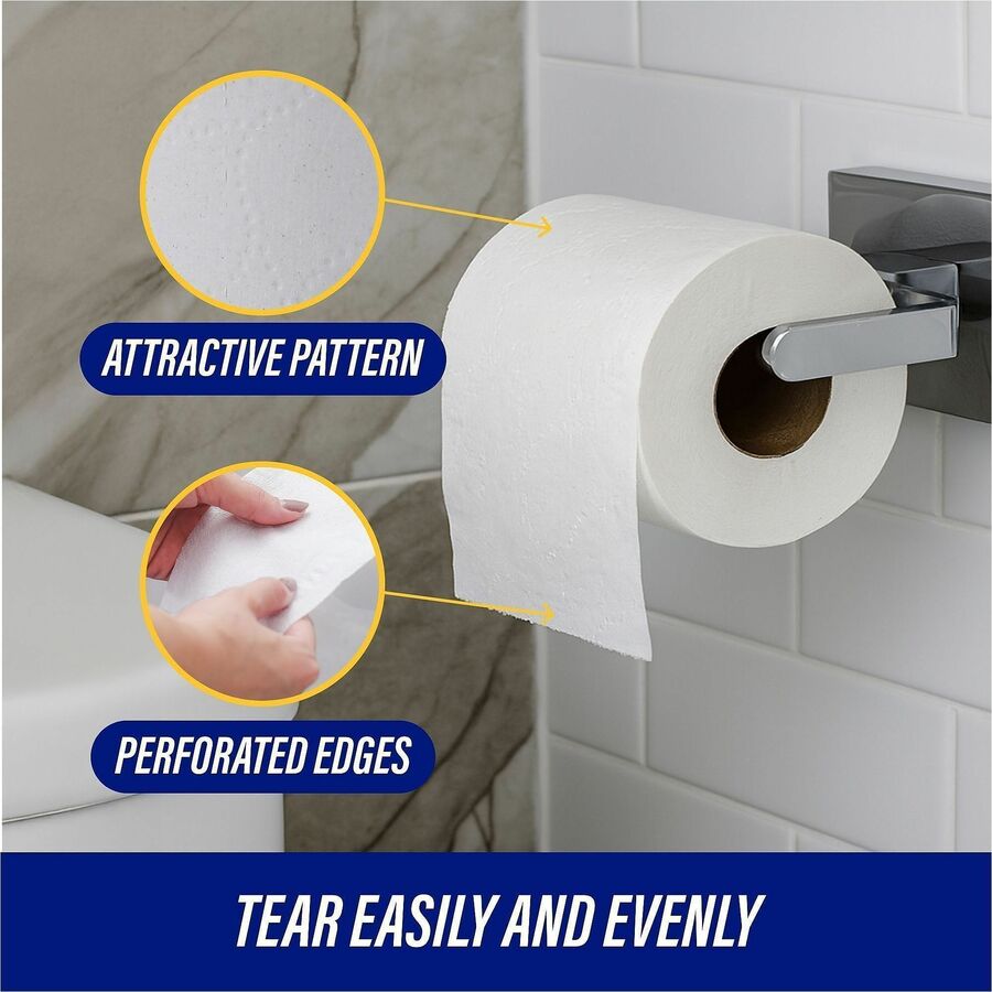 Genuine Joe 2-ply Standard Bath Tissue Rolls - 2 Ply - 3" x 4" - 400 Sheets/Roll - 1.63" Core - White - Perforated, Absorbent, Soft, Embossed - For Restroom - 96 / Carton